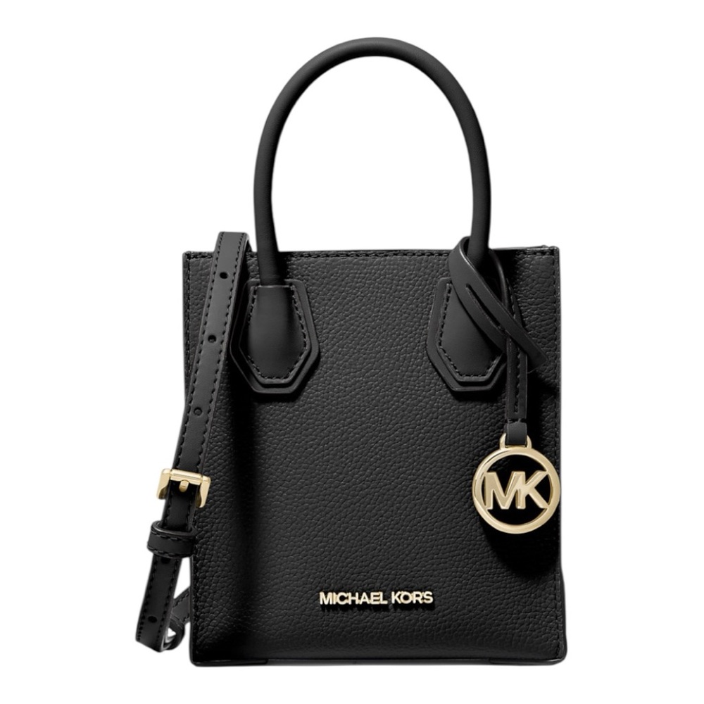 Michael Kors Mercer Small Black  Pebbled Leather Crossbody Bag.